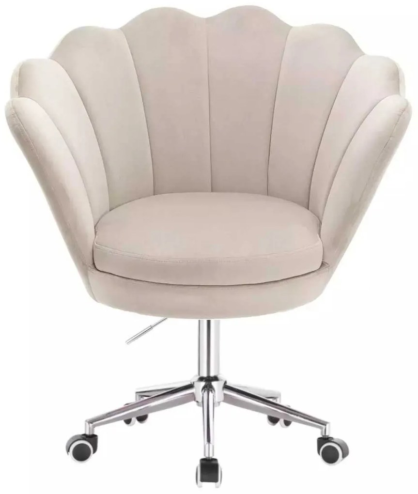 LuxuryForm DESIGN Kreslo FREY VELUR na striebornej podstave s kolieskami - latte