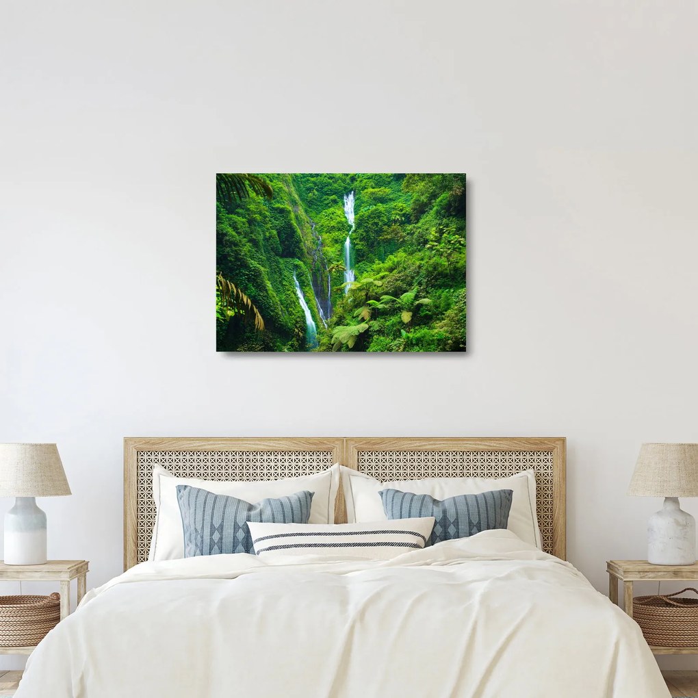 Sklenený obraz - Vodopády Madakaripura, východná Java, Indonézia (70x50 cm)