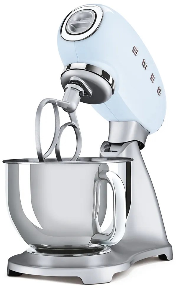 Kuchynský robot SMEG 50. rokov Retro Style s kovovou základňou 4,8 l pastelovo modrý, SMF02PBEU