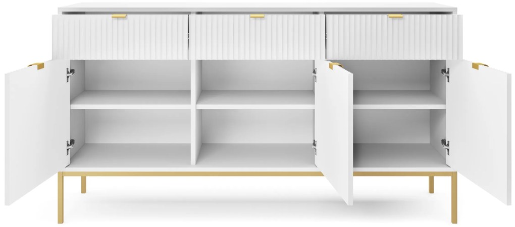 Komoda Nova 154 cm biela/zlatá