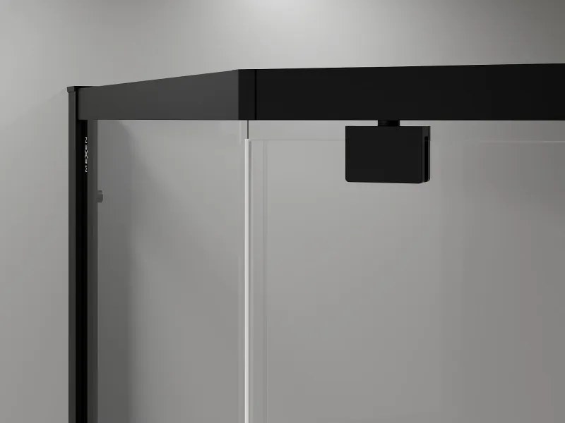 Mexen Exo, päťuholníková sprchová kabína výklopná, 100x80 cm, transparentné sklo, čierna, 812-100-080-70-00