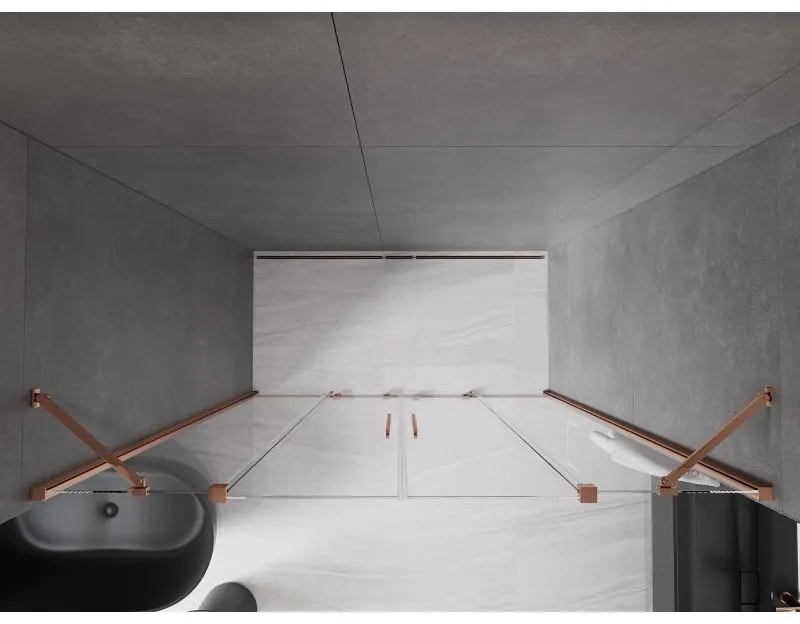 Mexen Velar Duo, posuvné dvere do otvoru 180x200 cm, 8mm číre sklo, ružové zlato, 871-180-000-02-60
