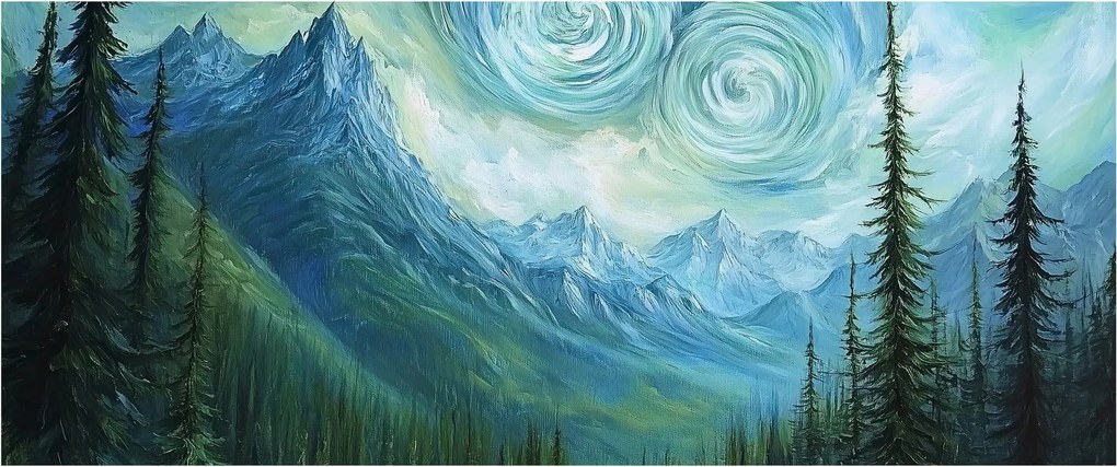 Obraz - Krajina s nádychom Van Gogha (120x50 cm)