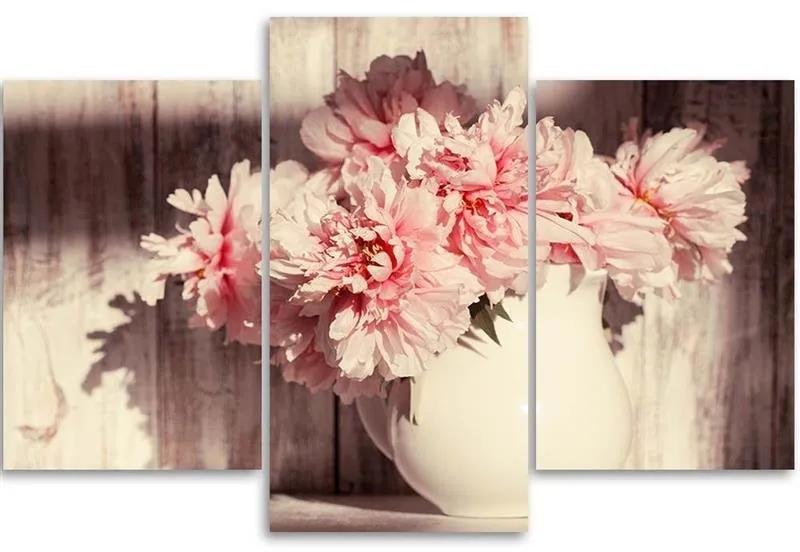 Gario Obraz na plátne Vintage kvety vo váze - 3 dielny Rozmery: 60 x 40 cm
