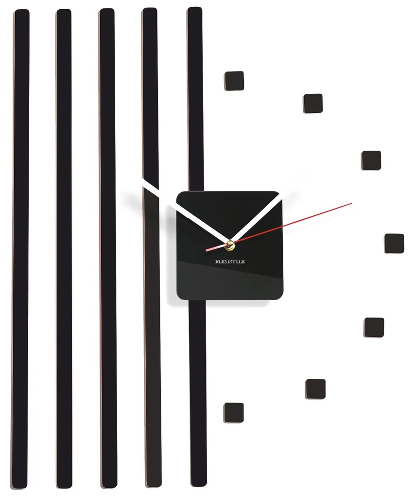 Nástenné hodiny štvorce Flex z10b, 58 cm, čierne