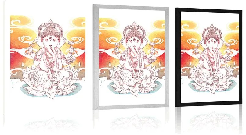 Plagát hinduistický Ganéša - 30x45 silver