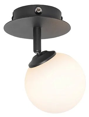 Moderné bodové svetlo čierne s opálovým sklom s vypínačom - Atény