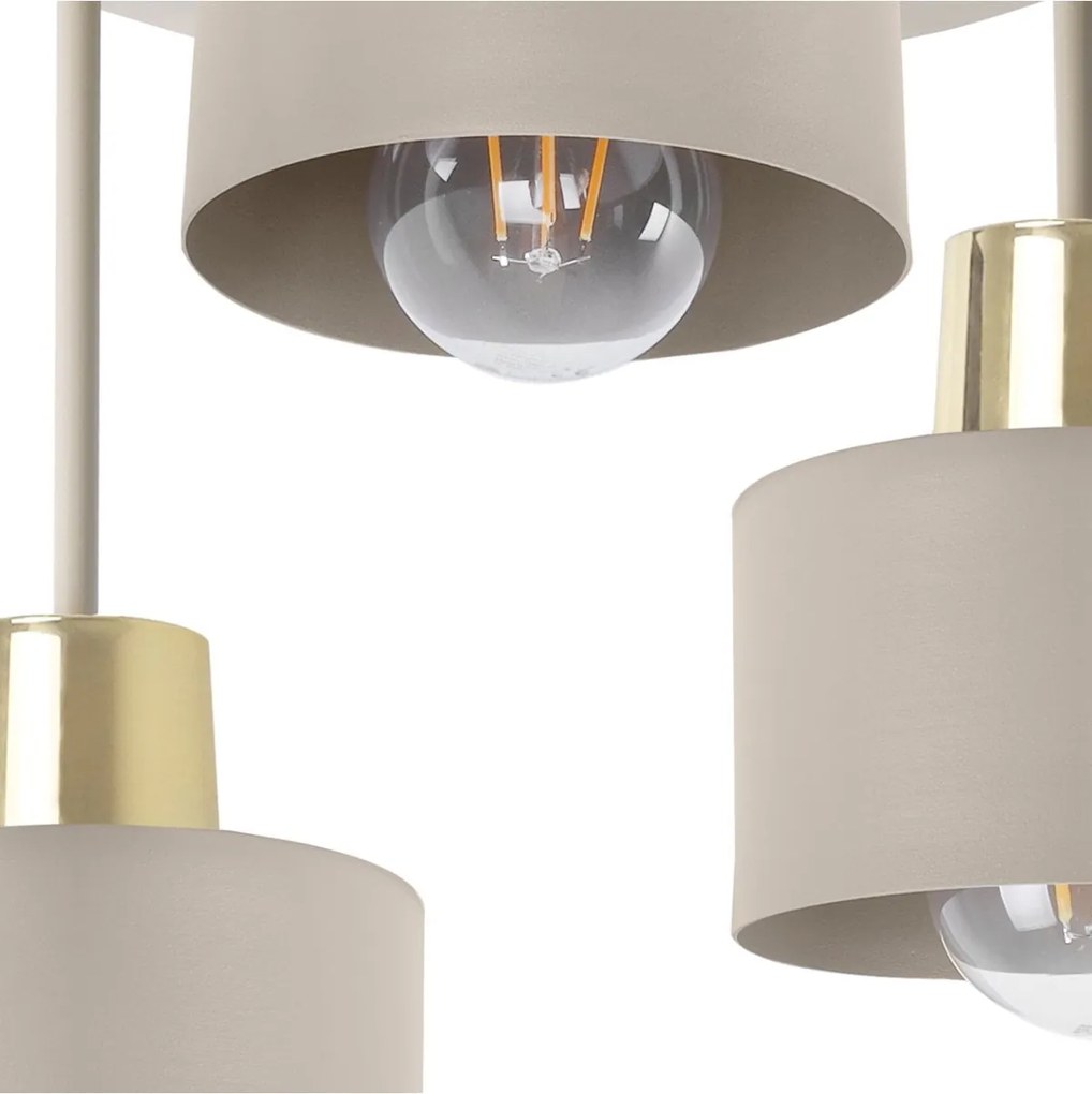 Stropné svietidlo Panta, 3x béžové kovové tienidlo, g, o