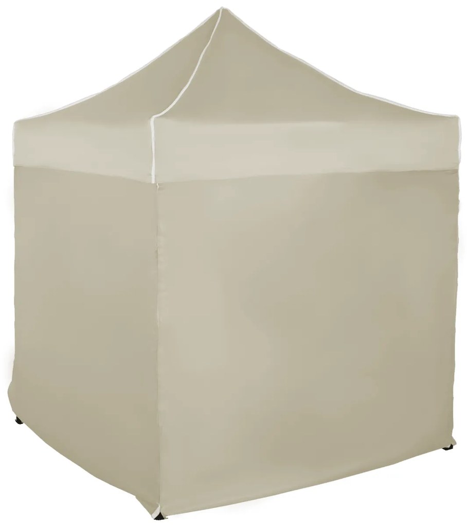 Rýchlorozkladací nožnicový stan 2x2m – oceľový, 4 bočné plachty, Béžová