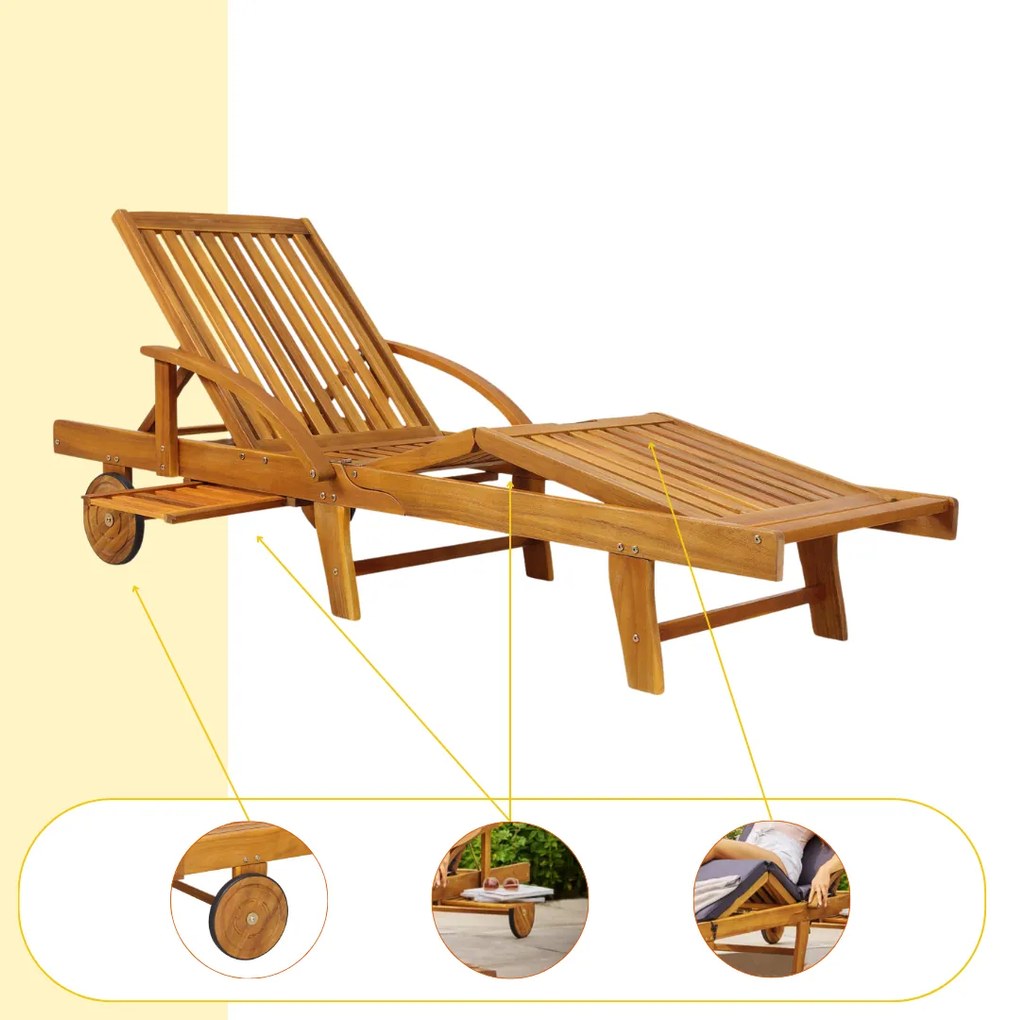 Záhradné lehátko TAMI SUN, 195,5x69x85cm, prírodná hnedá Jurhan