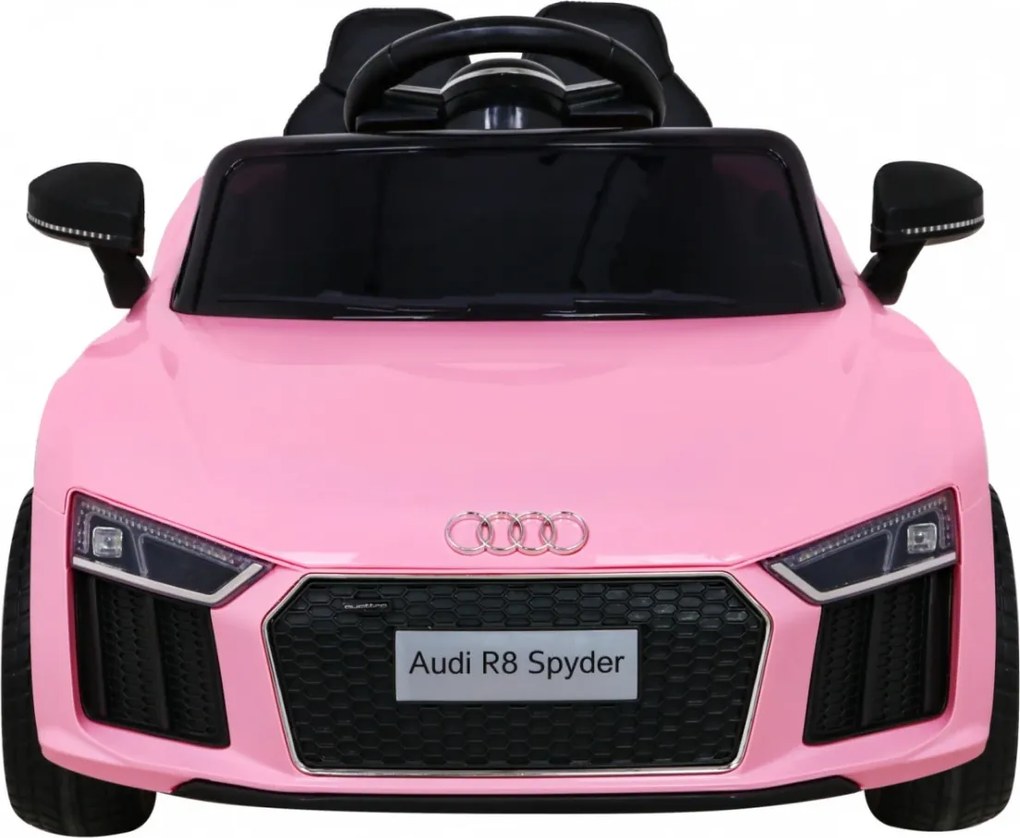Ramiz Audi R8 na batérie pre deti Ružová + Diaľkové ovládanie + EVA + Pomalý štart + MP3 LED