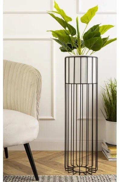 Kovový kvetináč LOFT 70x20 cm čierna/biela