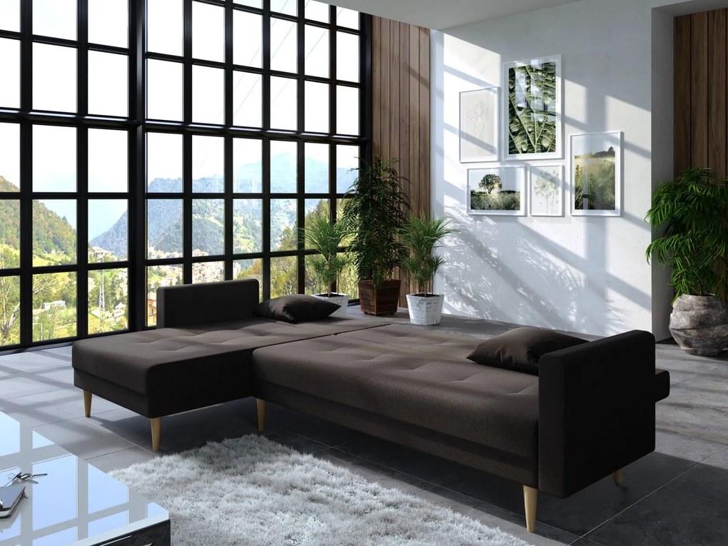 ROHOVÁ SEDAČKA NESTOR PRAVÁ - ĽAVÁ SIVOHNEDÁ LÁTKA