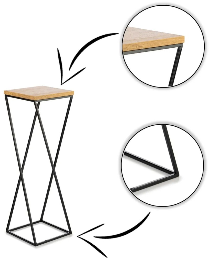 Kvetinový stojan LOFT I 70 cm čierny/dub lancelot