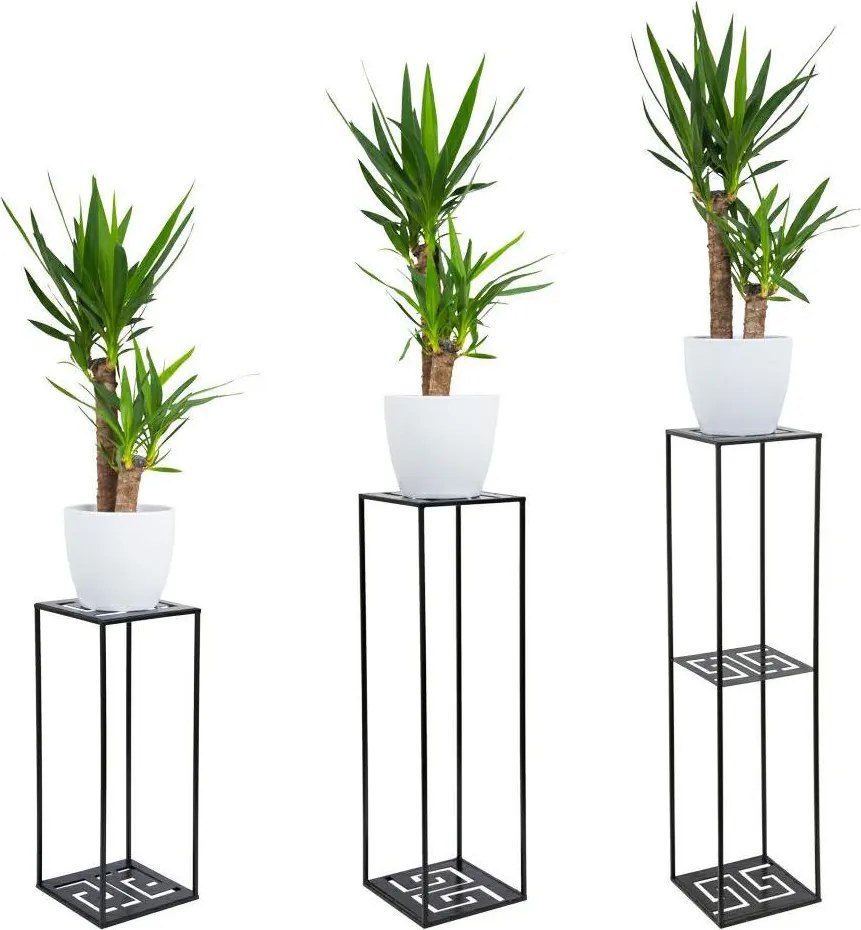 STOJAN NA KVETINÁČ DOUBLE FRAME 100X24X24 CM ČIERNA