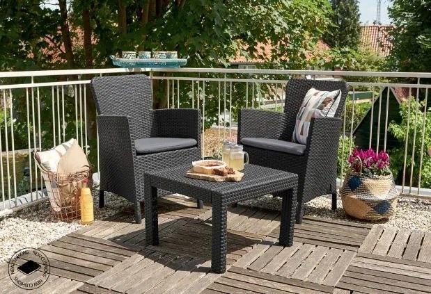 Keter SALVADOR BALCONY set - grafit + šedé podušky