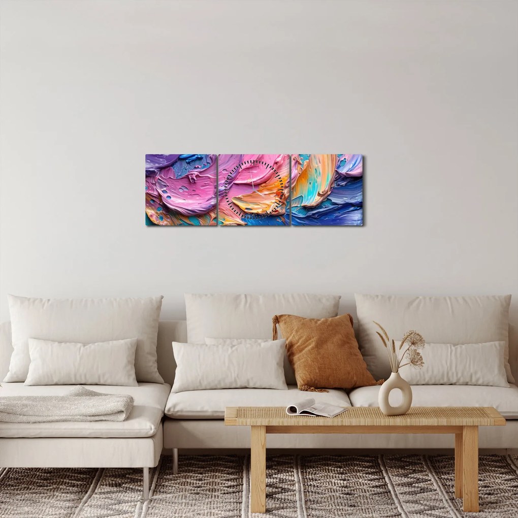 Obraz - Olejomaľba (s hodinami) (90x30 cm)