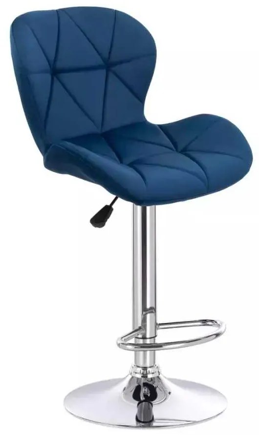 LuxuryForm DESIGN Barová stolička LIVIO VELUR na striebornom tanieri - modrá