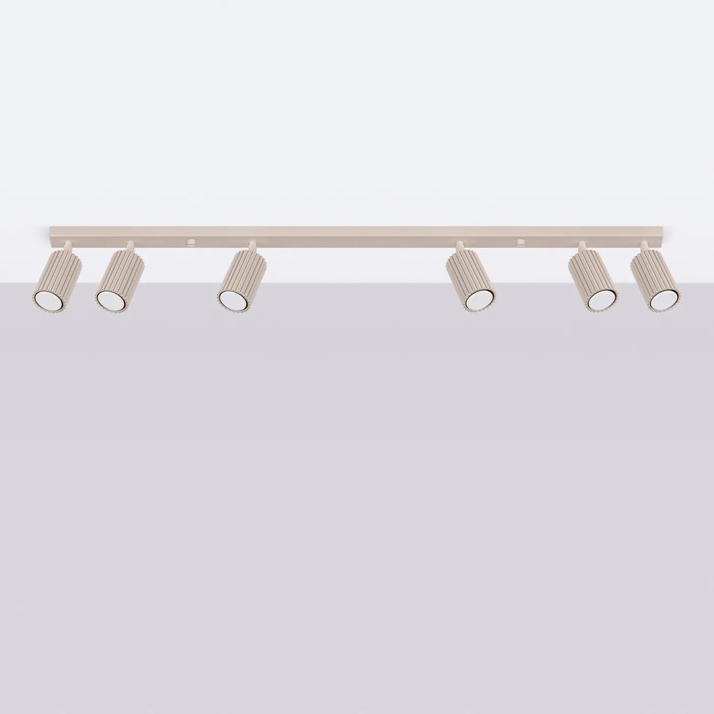 Bodové svietidlo Karbon, 6x tmavobéžové hliníkové tienidlo, (možnosť polohovania)