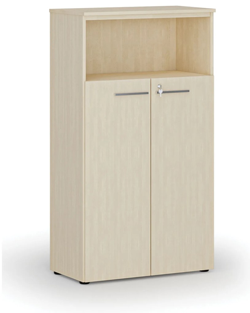 Kombinovaná kancelárska skriňa PRIMO WOOD, dvere na 3 poschodia, 800 x 420 x 1434 mm, breza