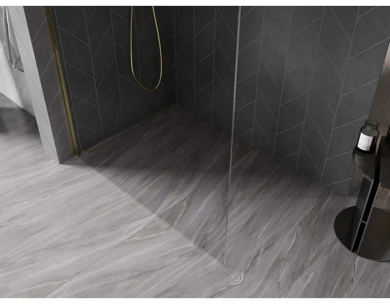 Mexen, Mexen Kioto-X sprchová stena 60 x 200 cm, transparentná 10 mm, zlatá - 800-060-101-50-00-X