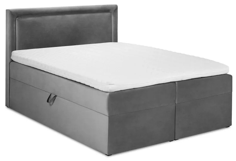 Sivá zamatová dvojlôžková posteľ Mazzini Beds Yucca, 180 x 200 cm