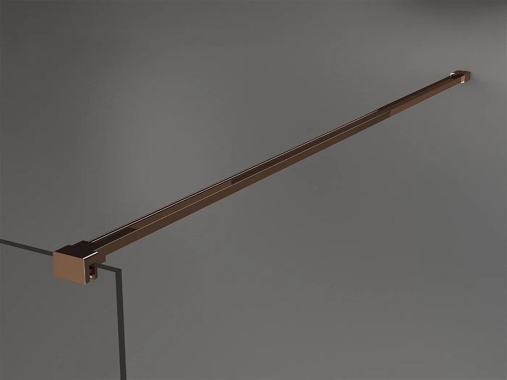Mexen Kioto, sprchová zástena 80x200 cm, 8mm číre sklo s čiernym vzorom, profil ružové zlato, 800-080-101-60-77