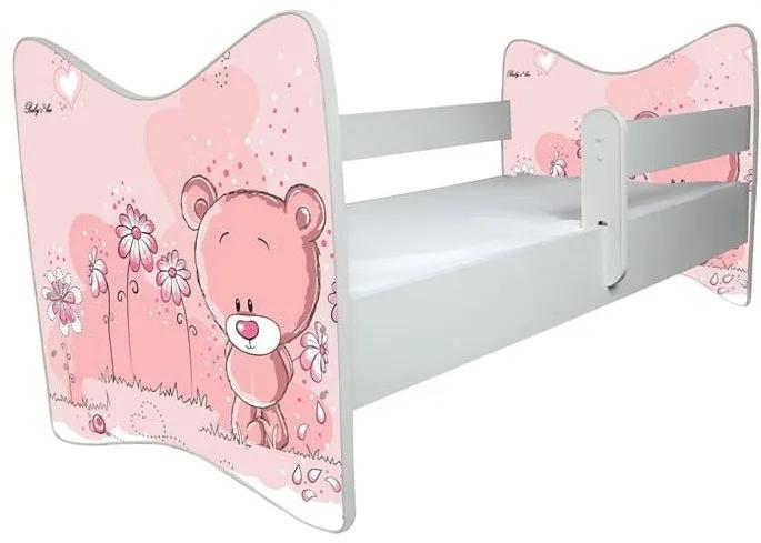 Raj posteli Detská posteľ " Ružový Medvedík " DLX biela