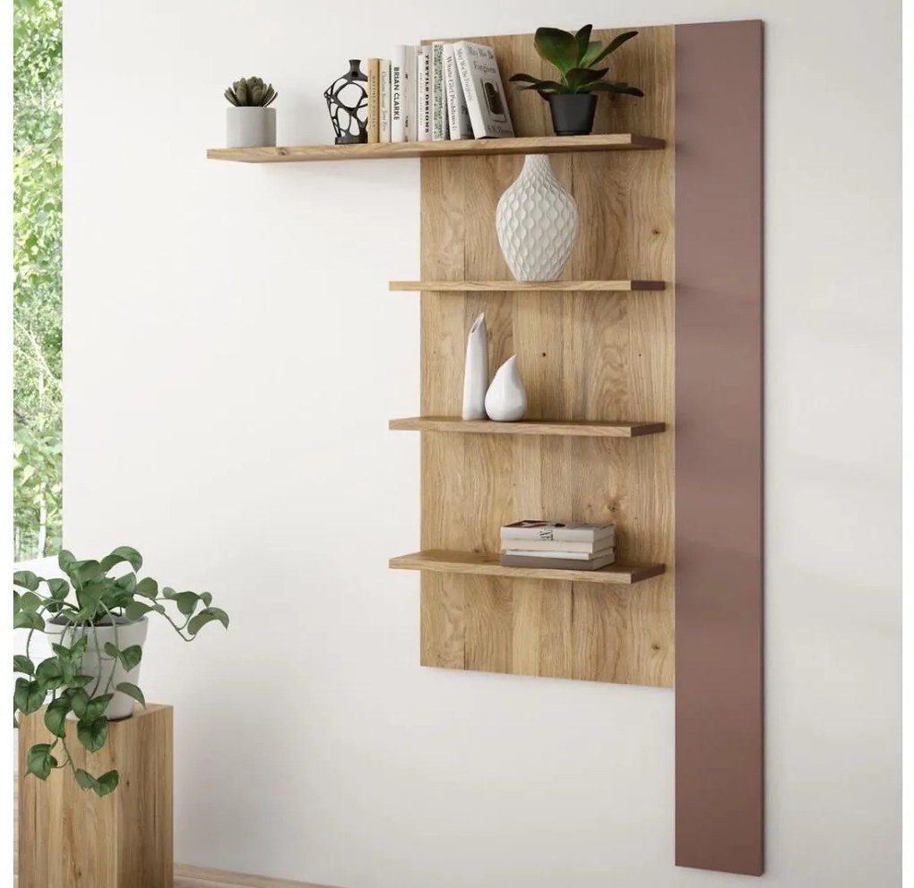 Nástenná polica INAR dub/hnedá