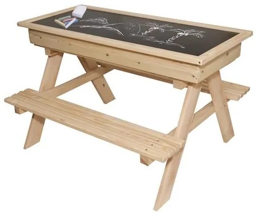 Detský drevený záhradný set + pieskovisko + tabuľa