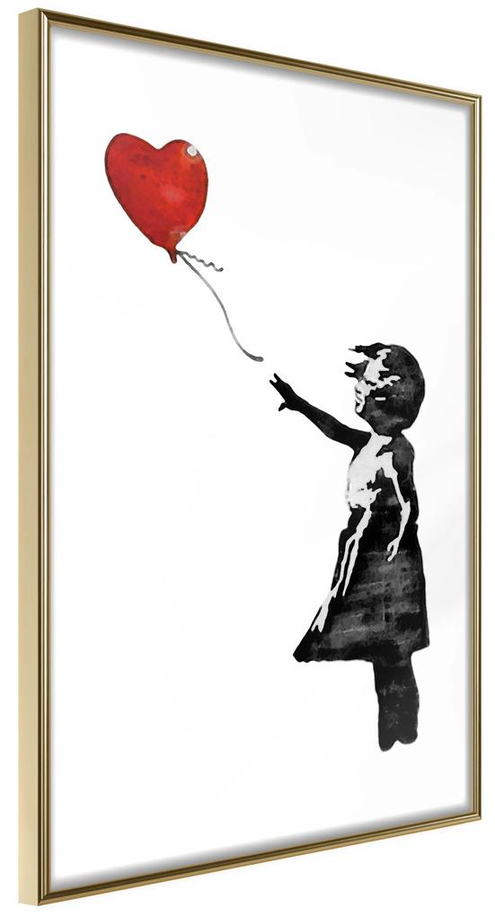 Artgeist Plagát - Banksy: Girl with Balloon [Poster] Veľkosť: 20x30, Verzia: Zlatý rám s passe-partout