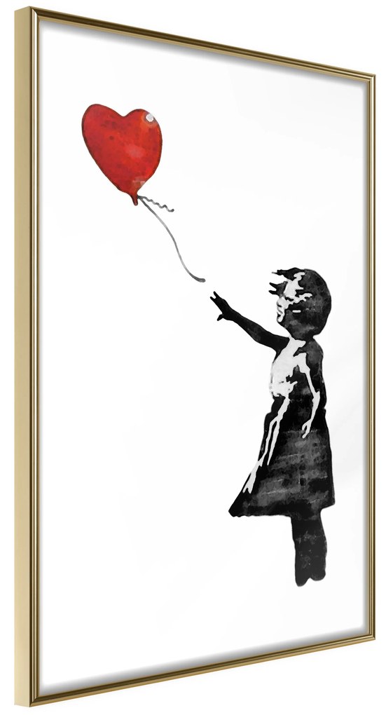 Artgeist Plagát - Banksy: Girl with Balloon [Poster] Veľkosť: 40x60, Verzia: Zlatý rám