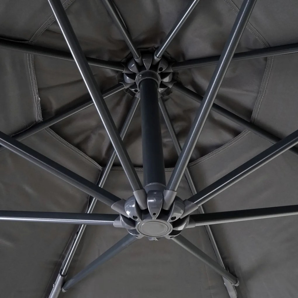 Slnečník Acerra Ø 3m polyester/oceľ - sivá so stojanom