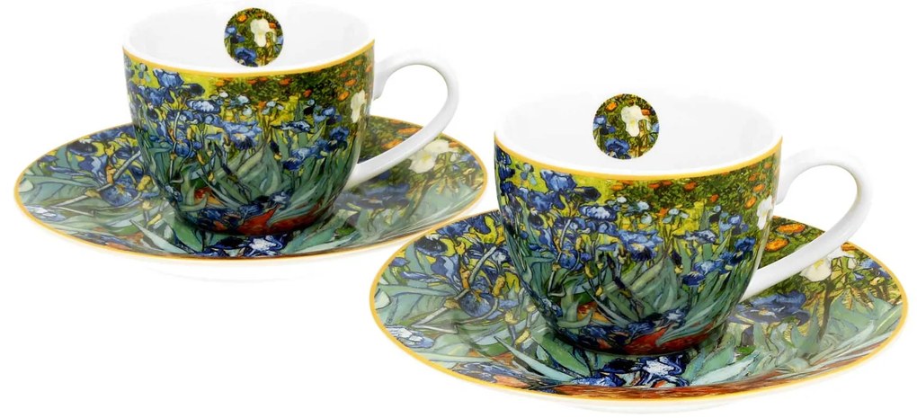 Porcelánová šálka s podšálkou Van Gogh Irises 90 ml sada 2ks
