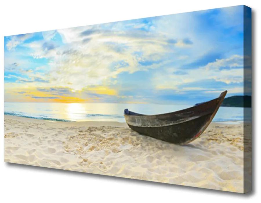 Obraz Canvas Szklane loďku plaża morze 120x60 cm