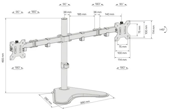 CONNECT IT CMF-3204-BK - Univerzálny držiak na 2 monitory 13-32” čierna