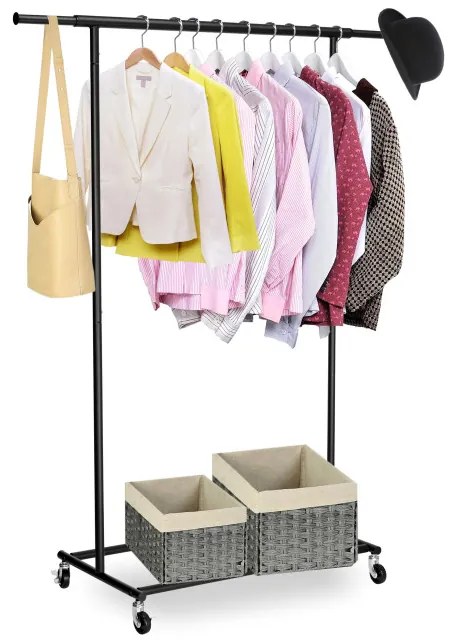 Vešiakový stojan na kolieskach TAHIR čierny