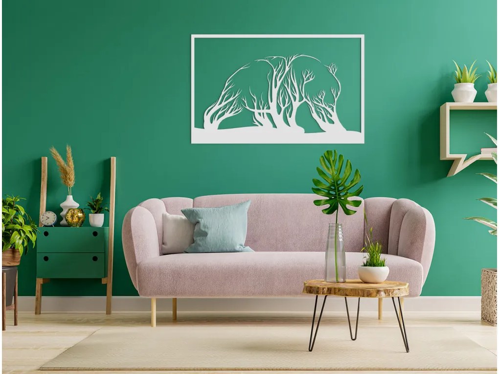 drevko Obraz z dreva Medveď a stromy Rozmer obrazu: 28 x 44,5 cm, Farba dekorácie: Čierna