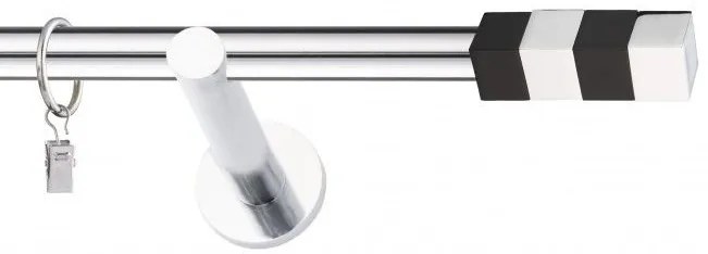 Dekorstudio Chrómová jednoradová garniža čierny MAGNUM 19mm Dĺžka: 360cm, Typ uchytenia: Držiak modern, Typ príslušenstva: Krúžky tiché so štipcami