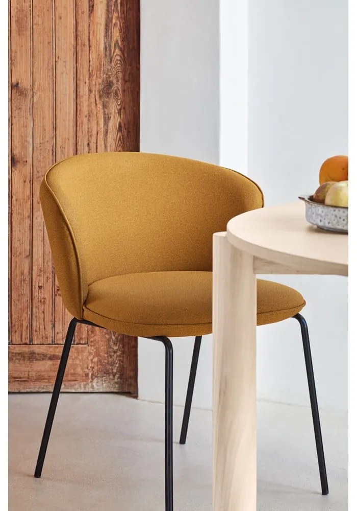 Čalúnené jedálenské kreslá v súprave 2 ks v horčicovej farbe Add – Teulat