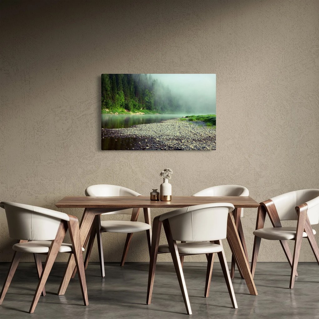Obraz - Rieka pri lese (90x60 cm)