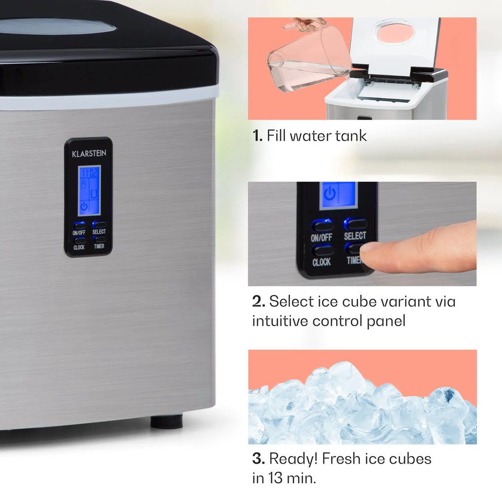 Klarstein Mr. Black-Frost, výrobník ľadu, 150 W, stroj na výrobu ľadu