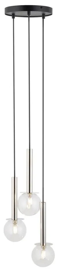 Luster na lanku DAISY 3xG9/12W/230V pr. 27 cm lesklý chróm/čierna/číra