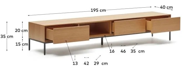 TV stolík v dekore duba v prírodnej farbe 195x35 cm Vedrana – Kave Home