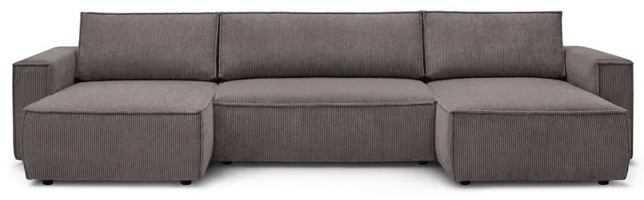 Tmavosivá menčestrová rozkladacia rohová pohovka do "U" Nihad – Bobochic Paris