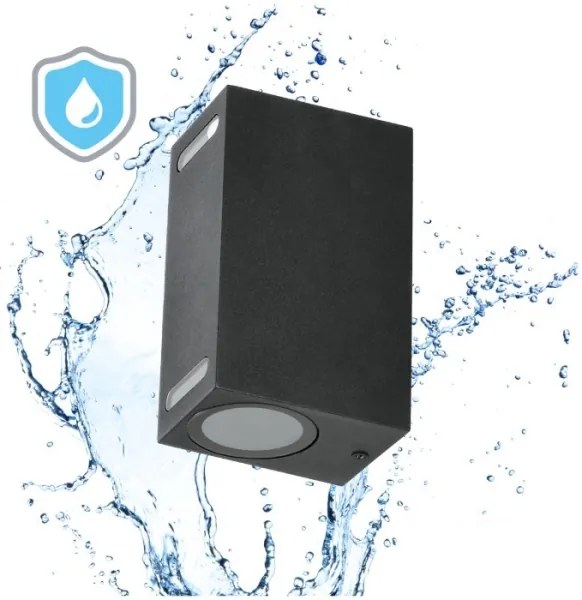 Vonkajšie nástenné svietidlo QUERK 2xGU10/35W/230V IP54 15 cm čierna