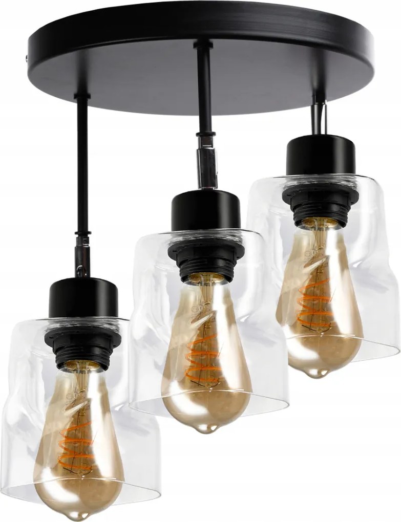 BERGE LED závesné stropné svietidlo 3xE27, rolovací, priehľadný štvorec