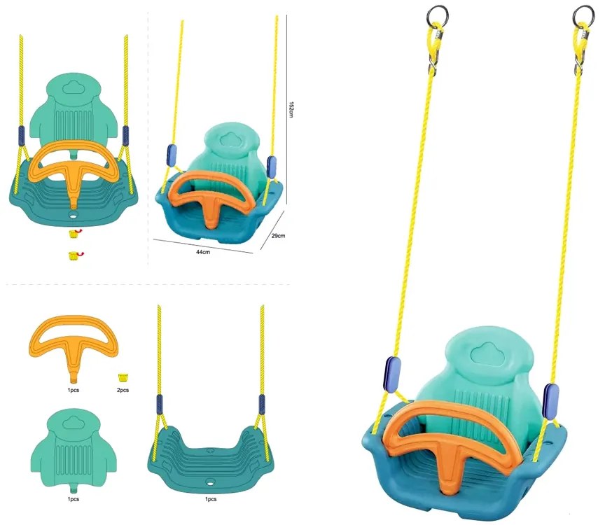 Jokomisiada Pohodlná hojdačka pre bábätko s opierkou chrbta a zábradlím SP0756