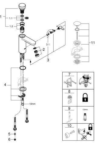 GROHE 36317000 - Samozatváracia umývadlová batéria EUROSMART COSMOPOLITAN T chróm