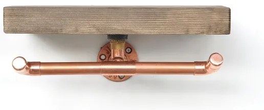 Držiak toaletného papiera s policou BORU 12x30 cm smrek/medená